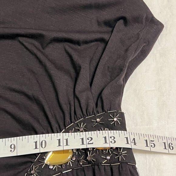 Escada Black Sheath Dress EU 36 US 4 Beaded Silk Wool Designer Cocktail - Picture 10 of 12